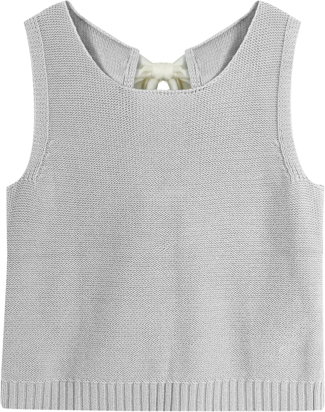 Tanou Women's 2025 Fall Casual Loose Tank Tops Open Back Bow Tie Knit Sleeveless Sweater Vest