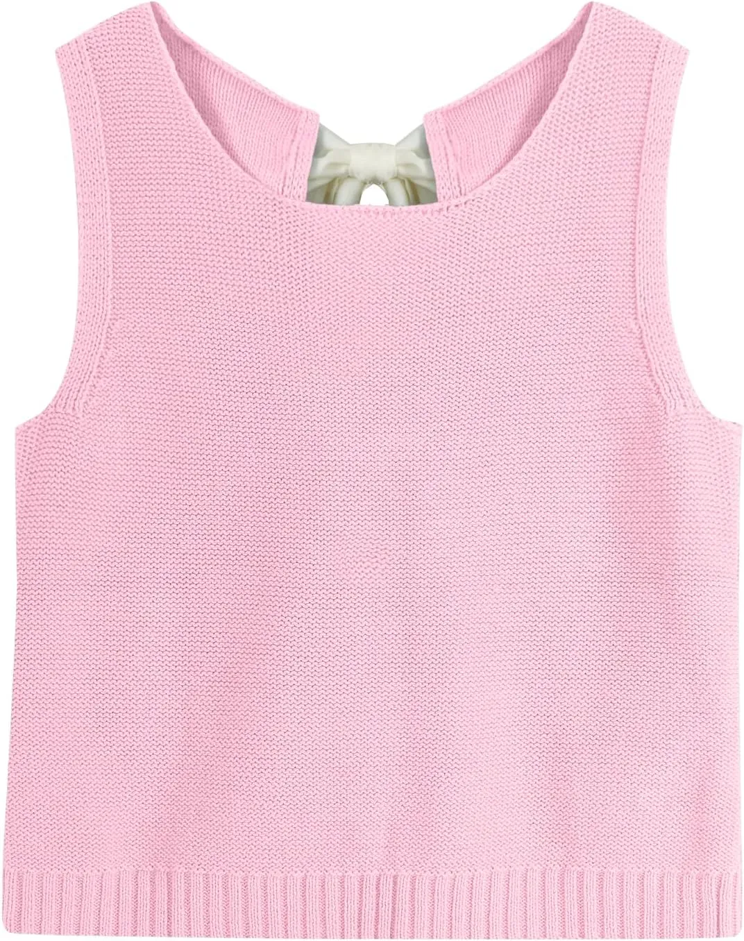 Tanou Women's 2025 Fall Casual Loose Tank Tops Open Back Bow Tie Knit Sleeveless Sweater Vest