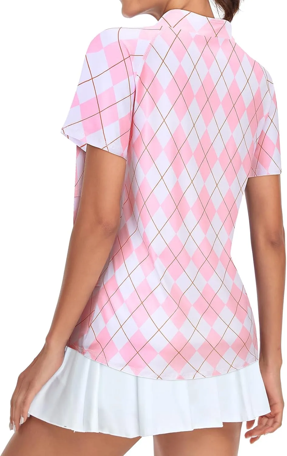 Tanst Sky Women's Golf Polo Shirts Zip Short Sleeve Collared Asymmetrical Hem Tops Moisture Wicking Workout Apparel