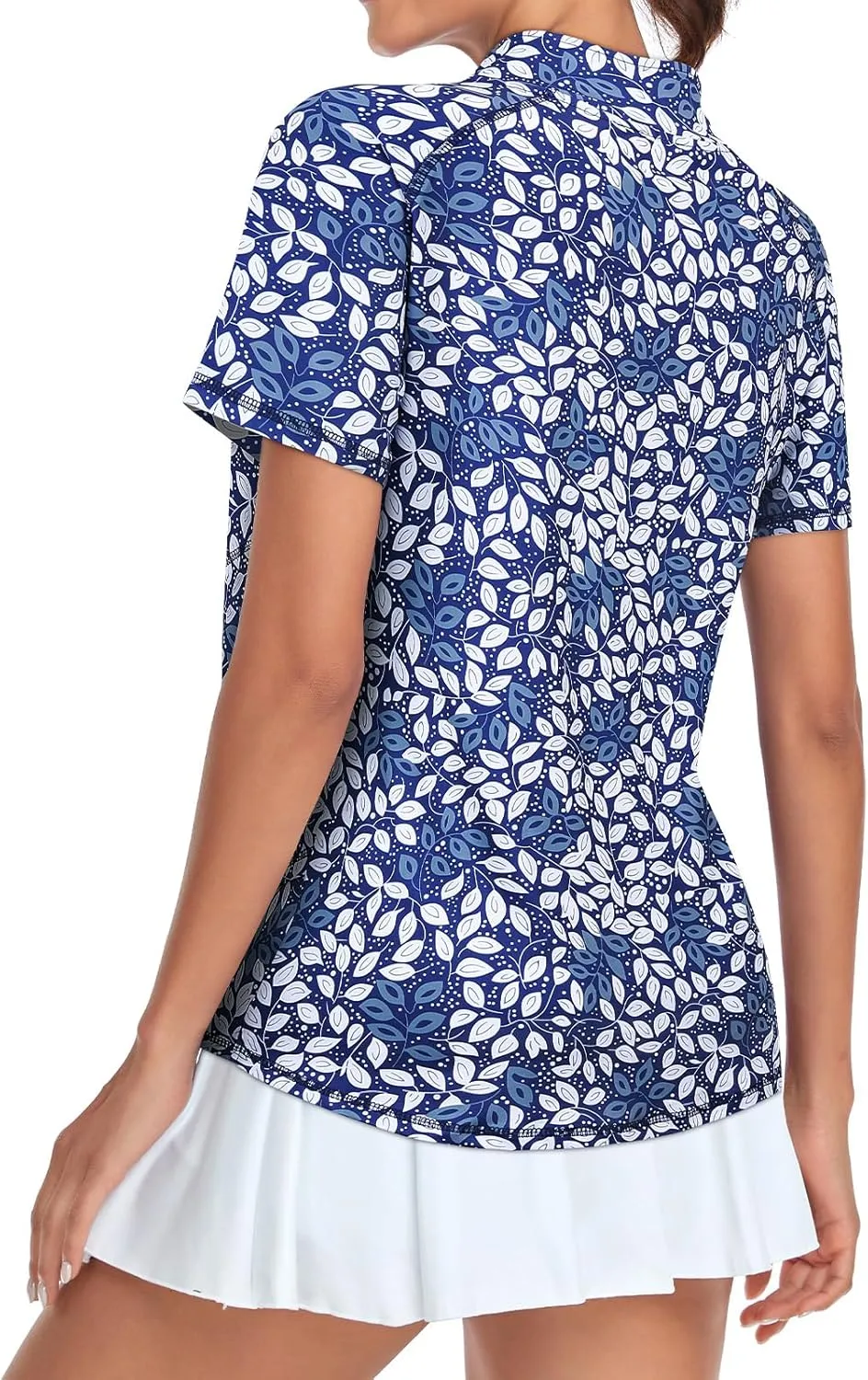 Tanst Sky Women's Golf Polo Shirts Zip Short Sleeve Collared Asymmetrical Hem Tops Moisture Wicking Workout Apparel