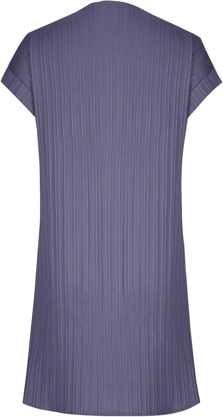 TARIENDY Womens Short Sleeve Dress Loose Fit V Neck Dresses Casual Summer Comfy Sundress Plain Beach Vacation Outfits 2025