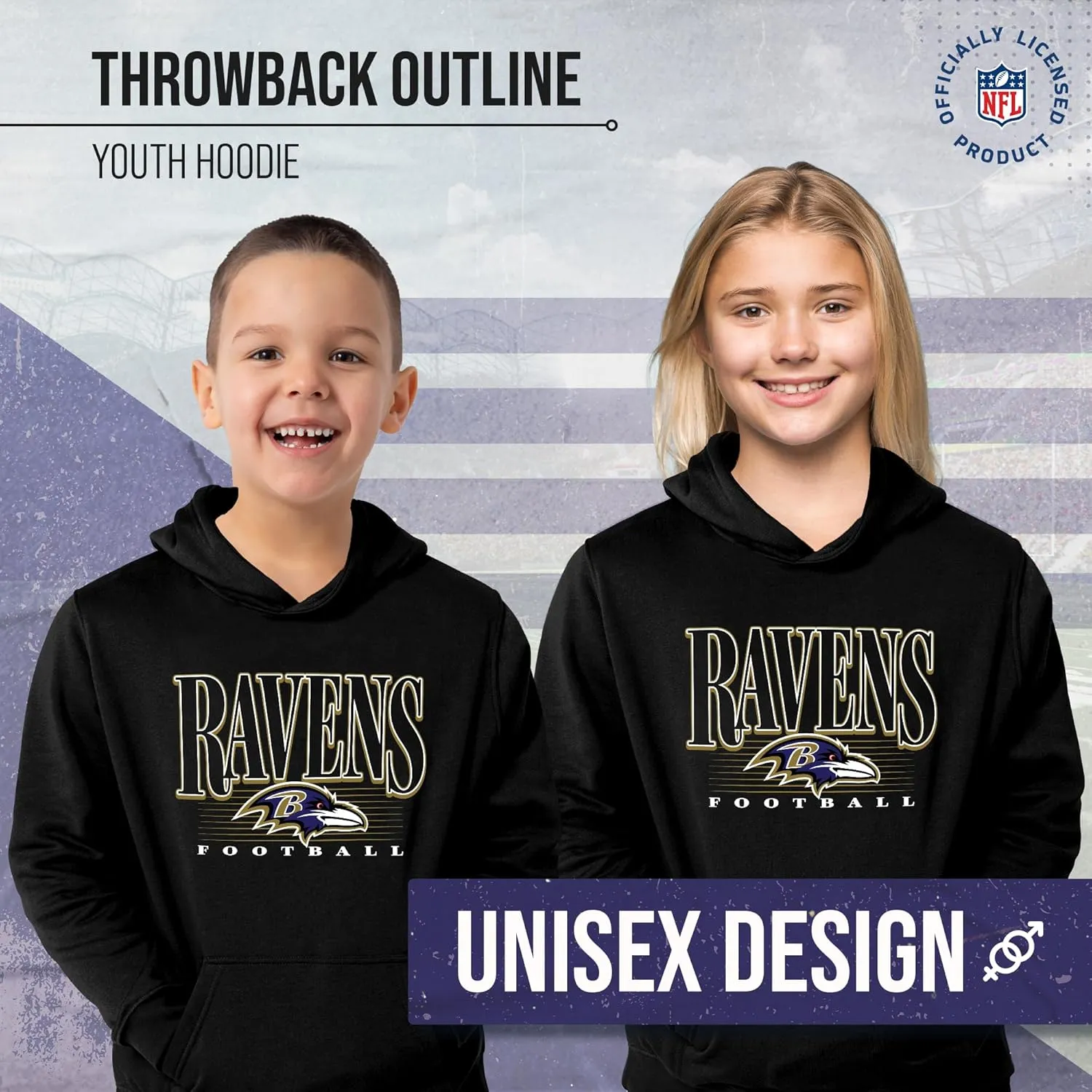 Team Fan Apparel NFL Youth Overtime Blueprint Football Fleece Hooded Sweatshirt, For Boys and Girls, Pro Hoodie Pullover