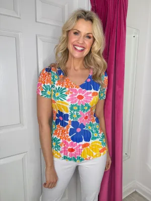Textured Daisy Print T-Shirt