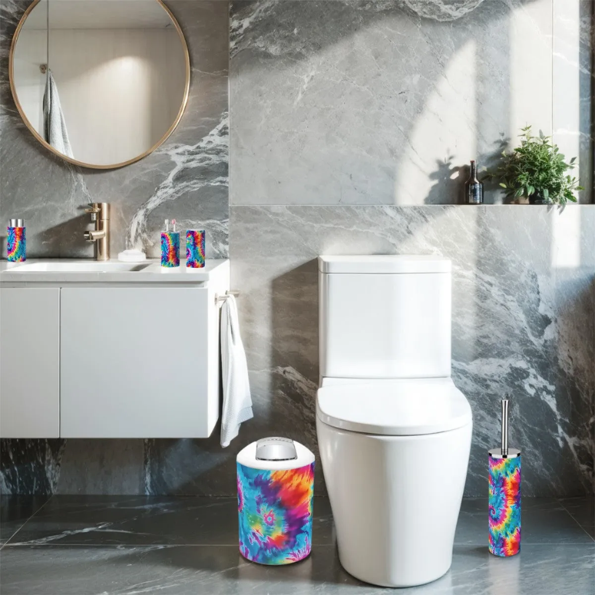 Tie Dye Designs,  6 pcs Bathroom Accessories Set