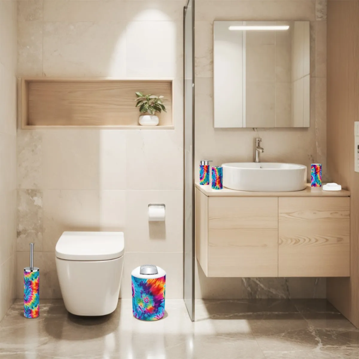 Tie Dye Designs,  6 pcs Bathroom Accessories Set