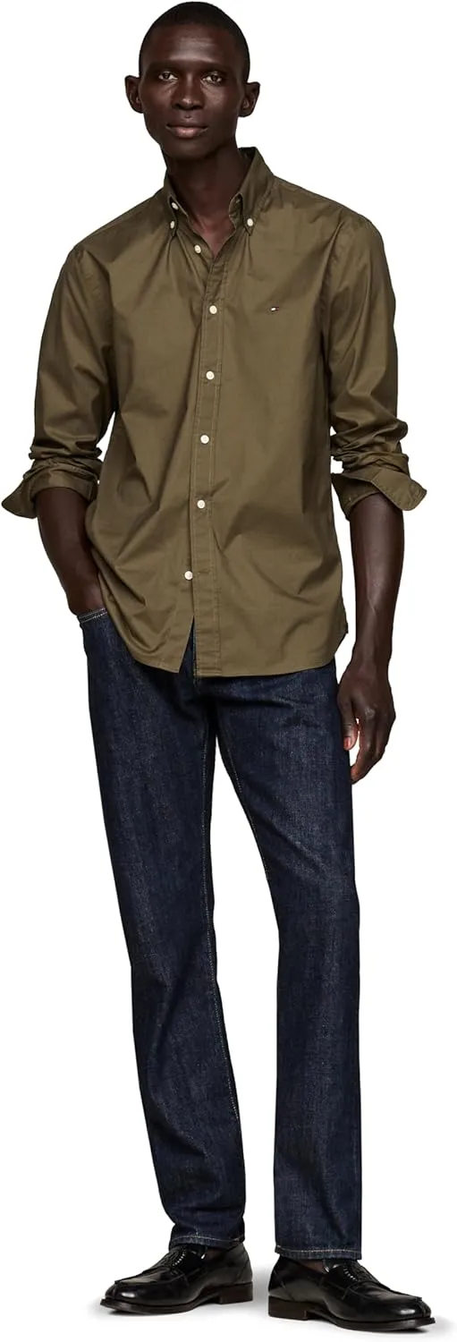 Tommy Hilfiger Long Sleeve Poplin Regular Fit, Men's Button Down Shirts, Also Available in Big and Tall