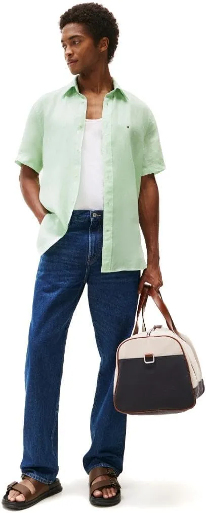 Tommy Hilfiger Men's Short Sleeve Casual Linen Button Down Shirts in Regular Fit
