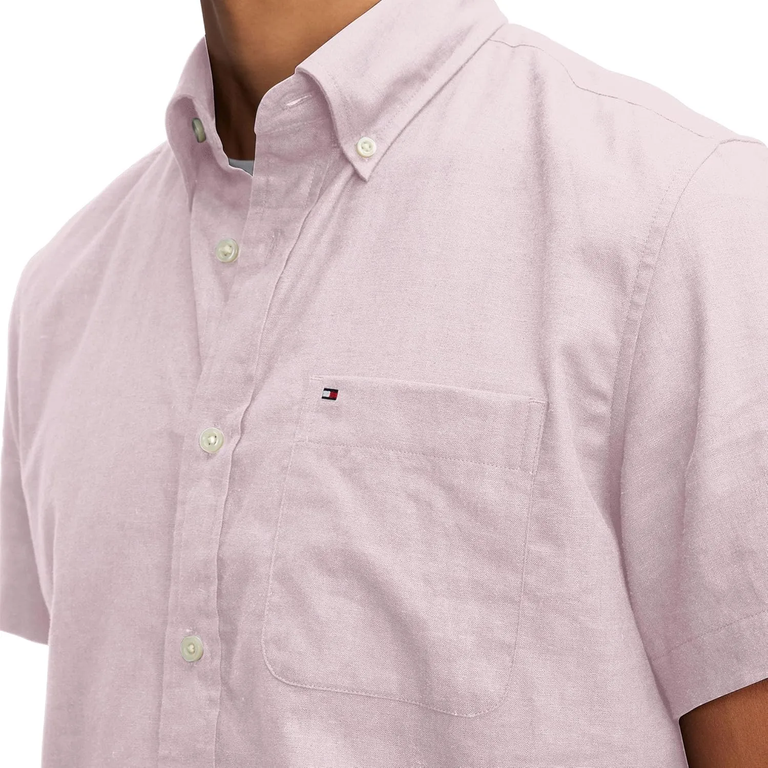 Tommy Hilfiger Men's Short Sleeve Casual Linen Button Down Shirts