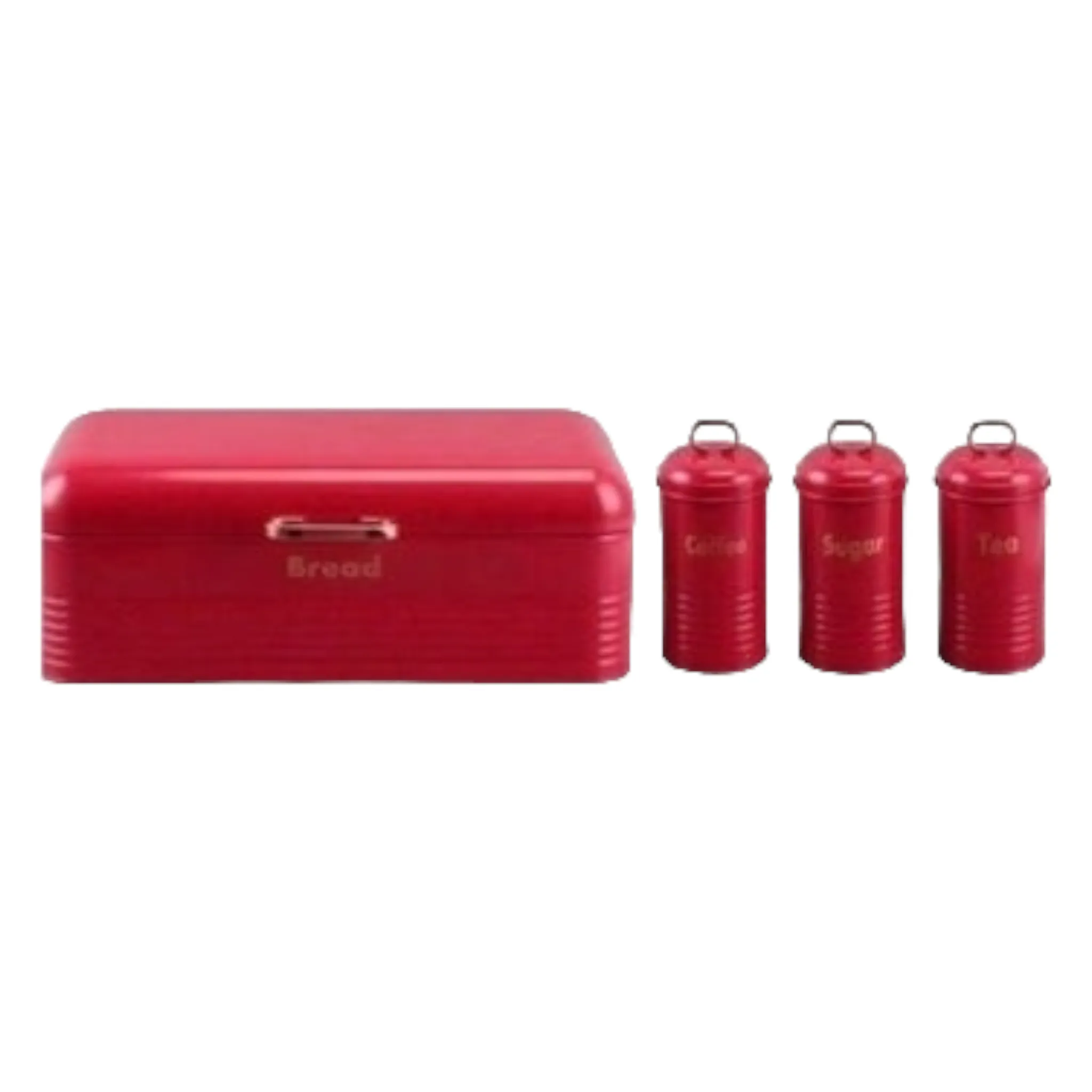 Totally Home Retro Bread Bin with Gold Handle & 3pc Canister Set Tea-Coffee-Sugar TH105