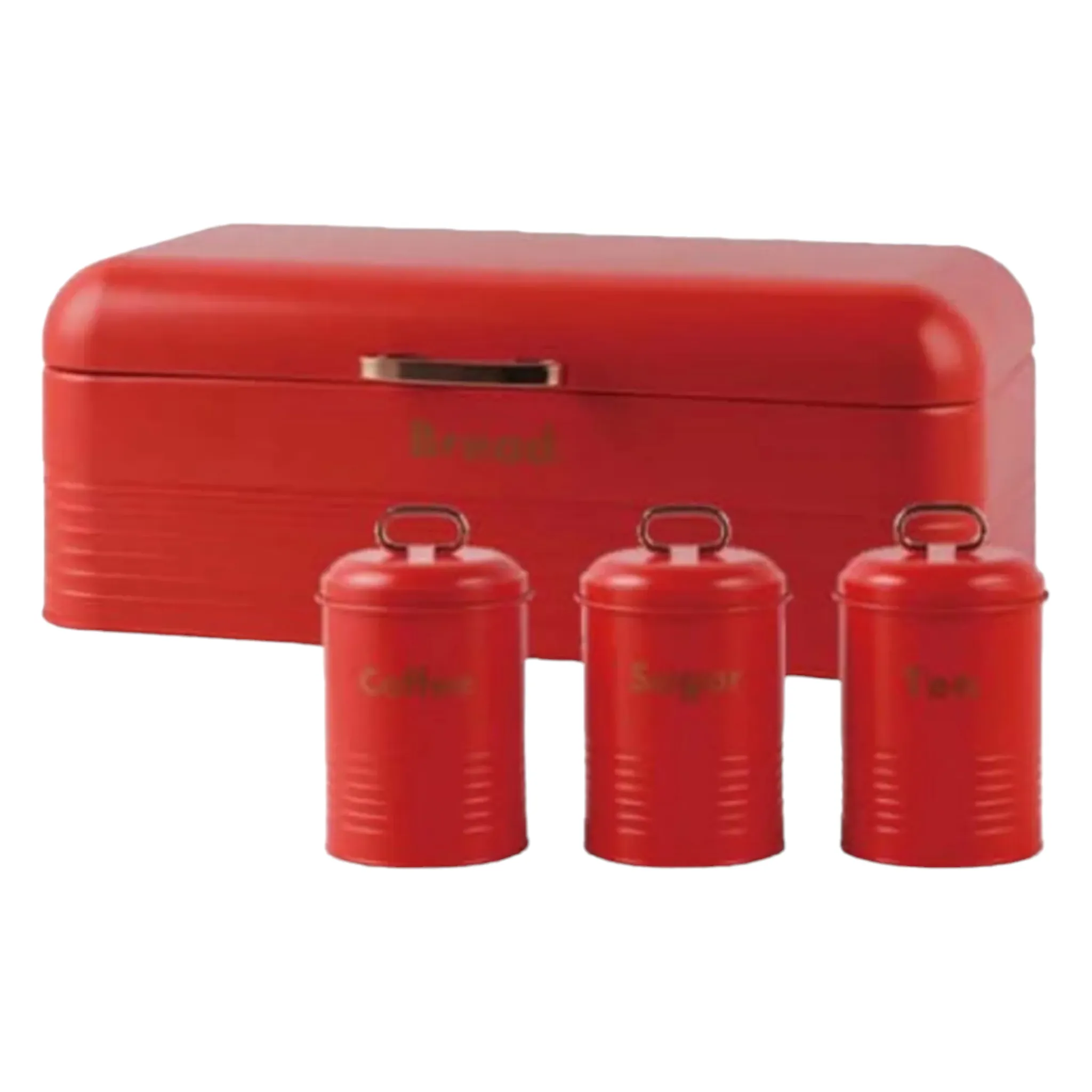 Totally Home Retro Bread Bin with Gold Handle & 3pc Canister Set Tea-Coffee-Sugar TH105