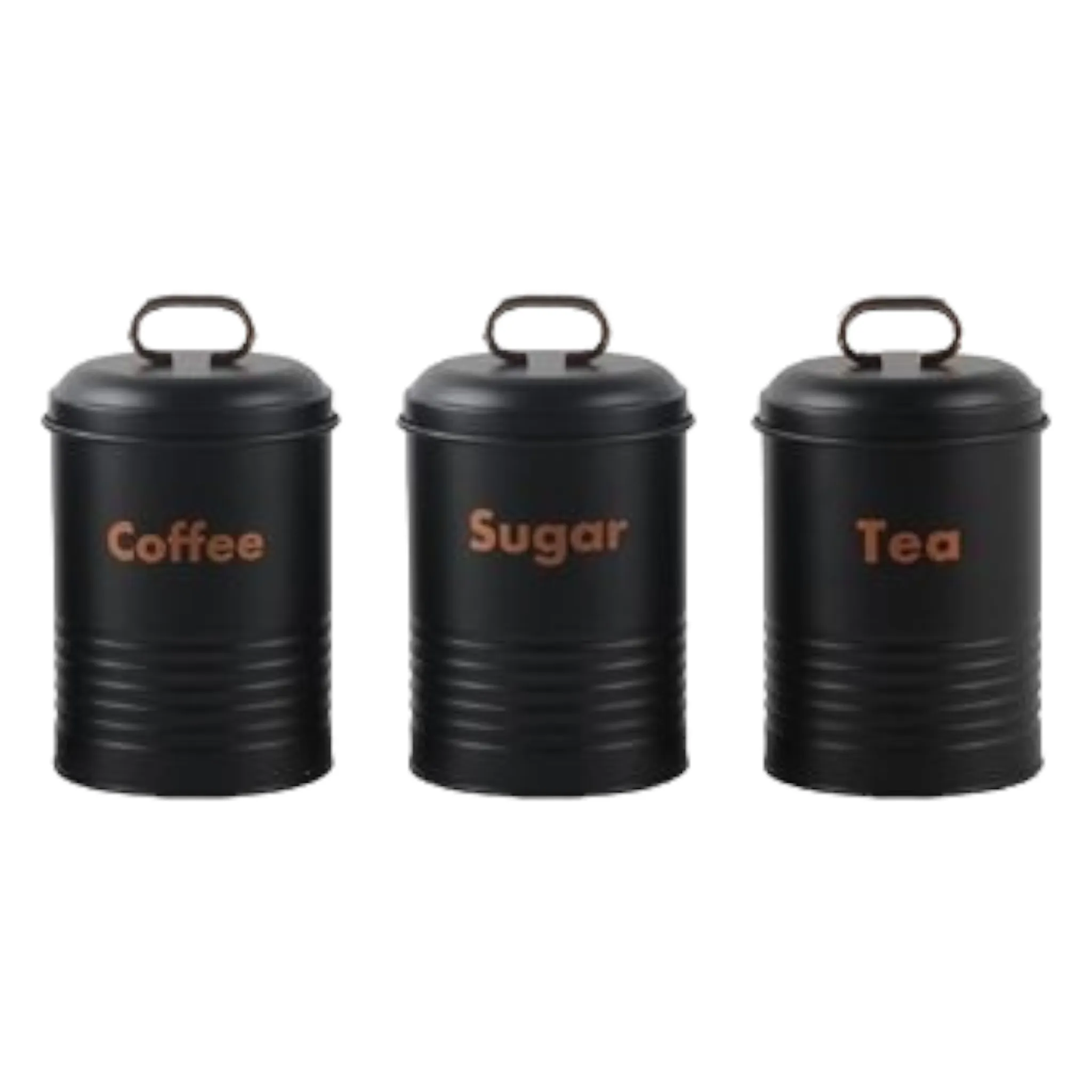 Totally Home Retro Bread Bin with Gold Handle & 3pc Canister Set Tea-Coffee-Sugar TH105