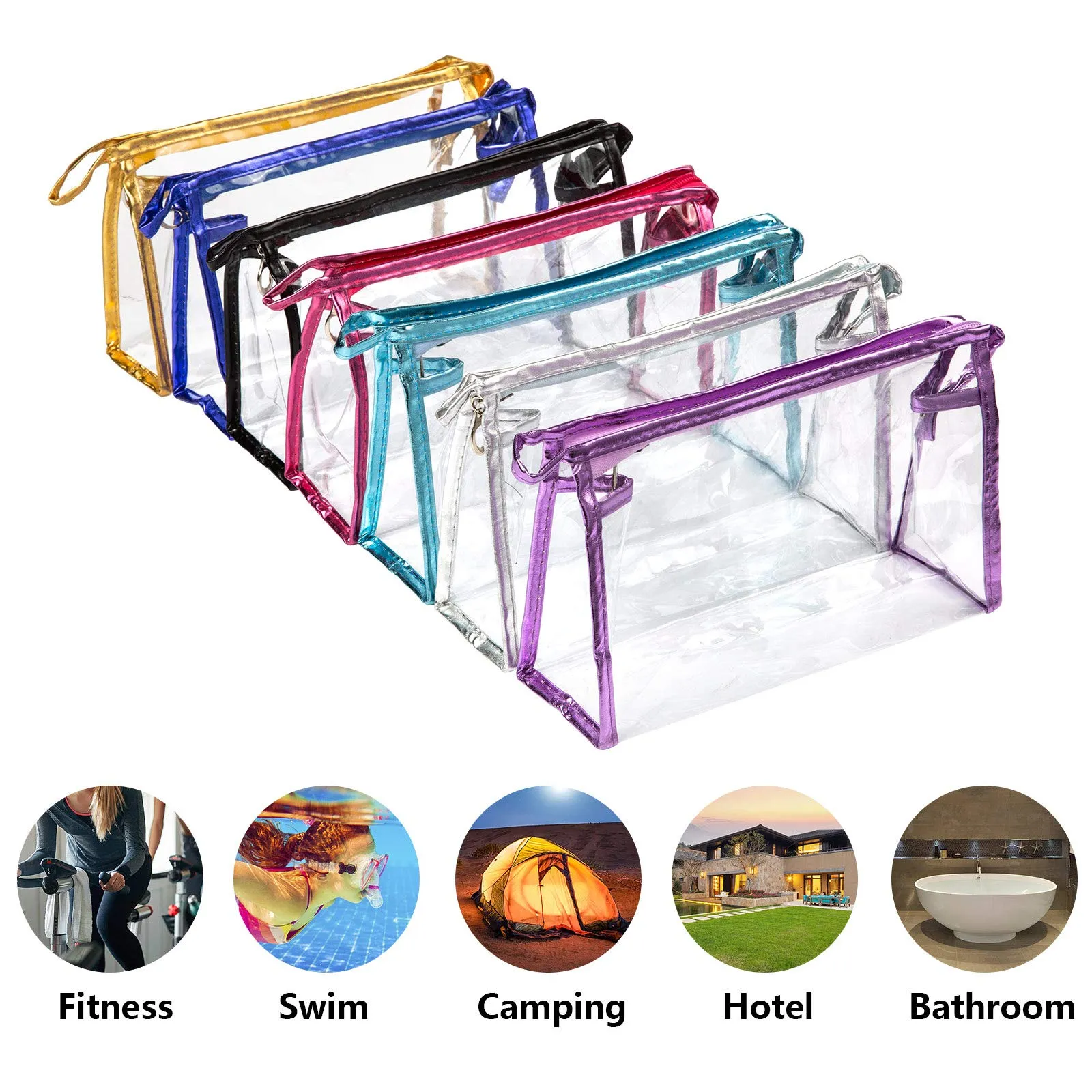 Transparent Waterproof Cosmetic Bag, Piece Transparent Portable Travel Toiletry Bag