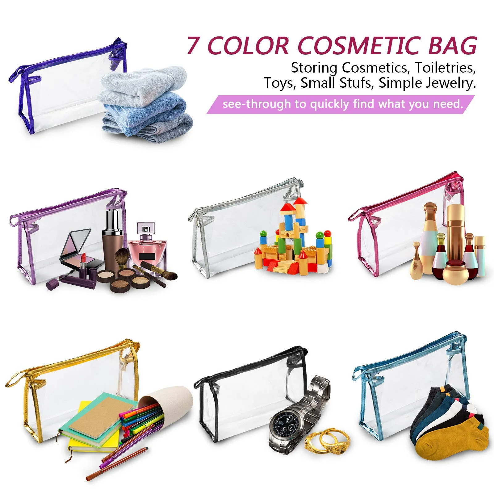 Transparent Waterproof Cosmetic Bag, Piece Transparent Portable Travel Toiletry Bag