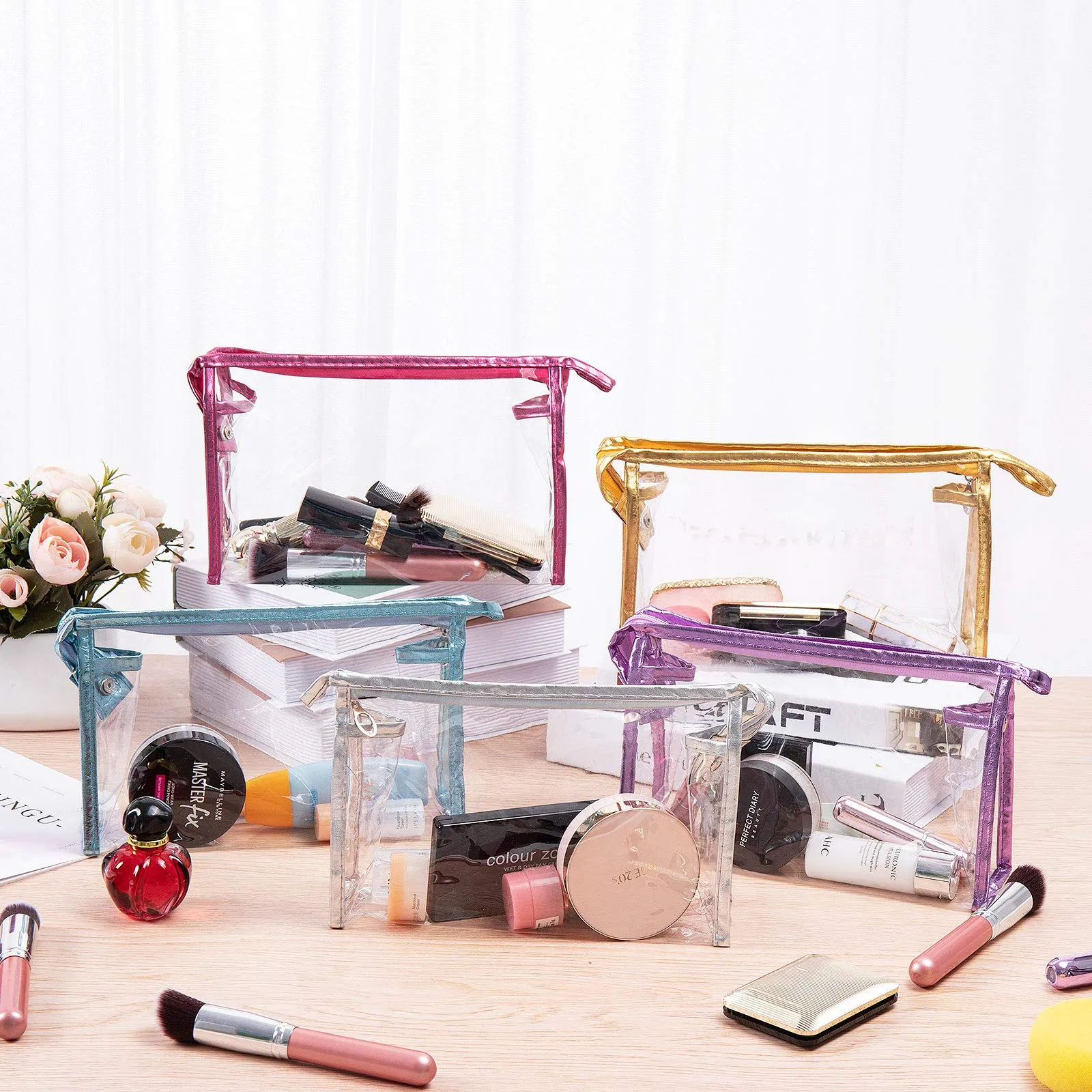 Transparent Waterproof Cosmetic Bag, Piece Transparent Portable Travel Toiletry Bag