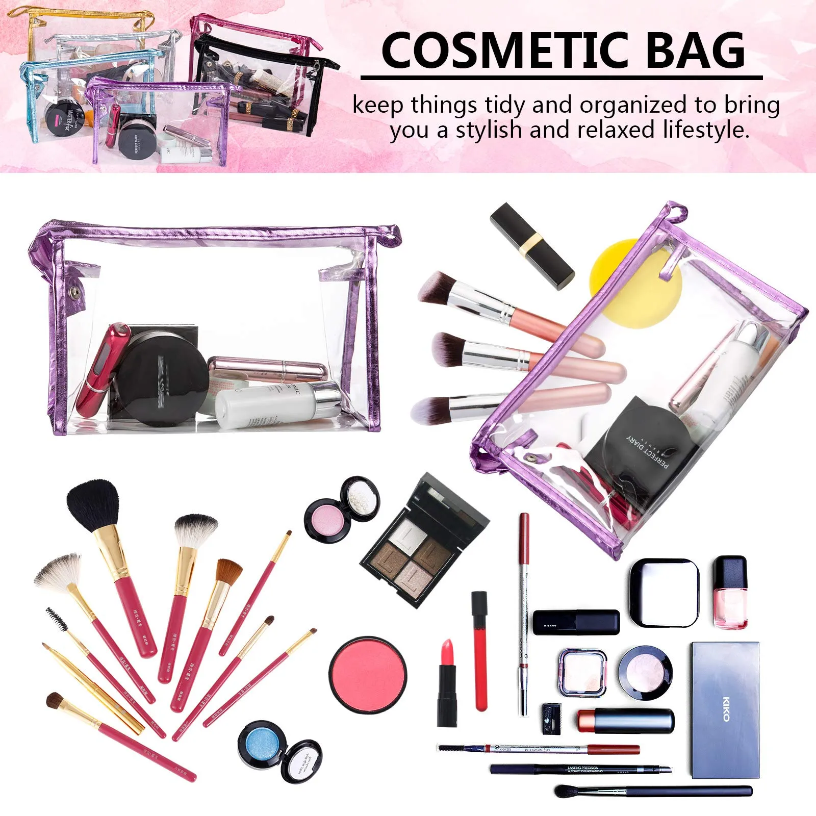 Transparent Waterproof Cosmetic Bag, Piece Transparent Portable Travel Toiletry Bag