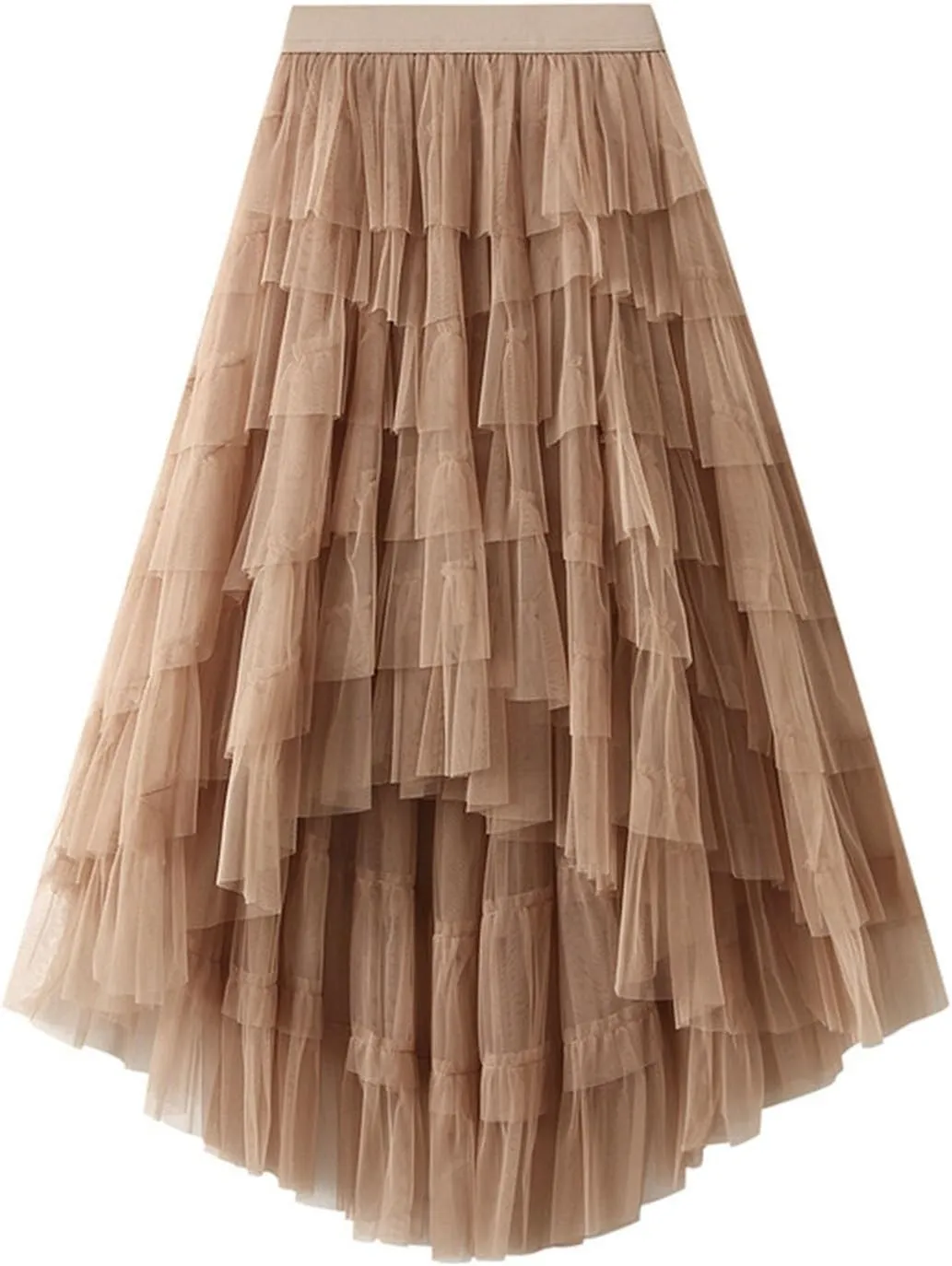Tulle Skirt for Women High Waist Skirt Elegant Flared A Line Midi Skirt Casual Mesh Pleated Prom Wedding Cocktail Party Skirt