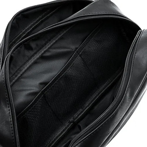 (Two-layers) - Toiletry Bags, Sumnacon Unisex PU Leather Waterproof Travel Cosmetic Bag Organiser Perfect for Shaving Grooming Dopp Kit & Household Business Vacation with Portable Handle