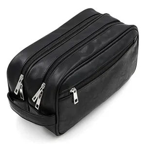 (Two-layers) - Toiletry Bags, Sumnacon Unisex PU Leather Waterproof Travel Cosmetic Bag Organiser Perfect for Shaving Grooming Dopp Kit & Household Business Vacation with Portable Handle