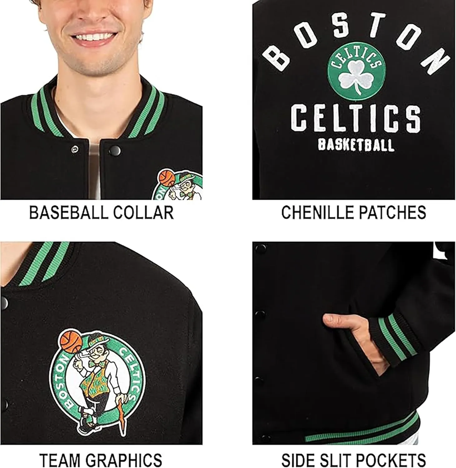 Ultra Game Men's NBA Official Game Time Varsity Jacket