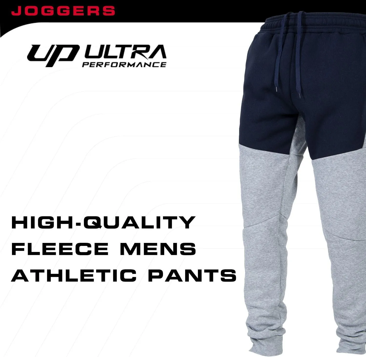 Ultra Performance 3 Pack Fleece Active Tech Joggers for Men, Mens Sweatpants with Zipper Pockets