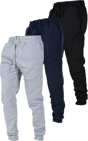 Ultra Performance 3 Pack Fleece Active Tech Joggers for Men, Mens Sweatpants with Zipper Pockets