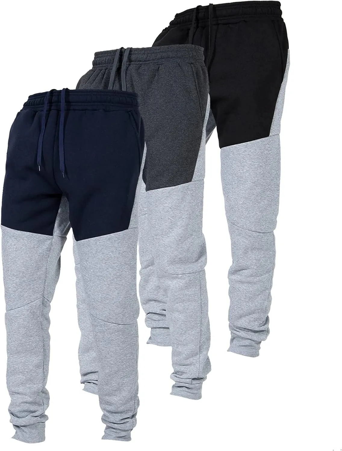 Ultra Performance 3 Pack Fleece Active Tech Joggers for Men, Mens Sweatpants with Zipper Pockets