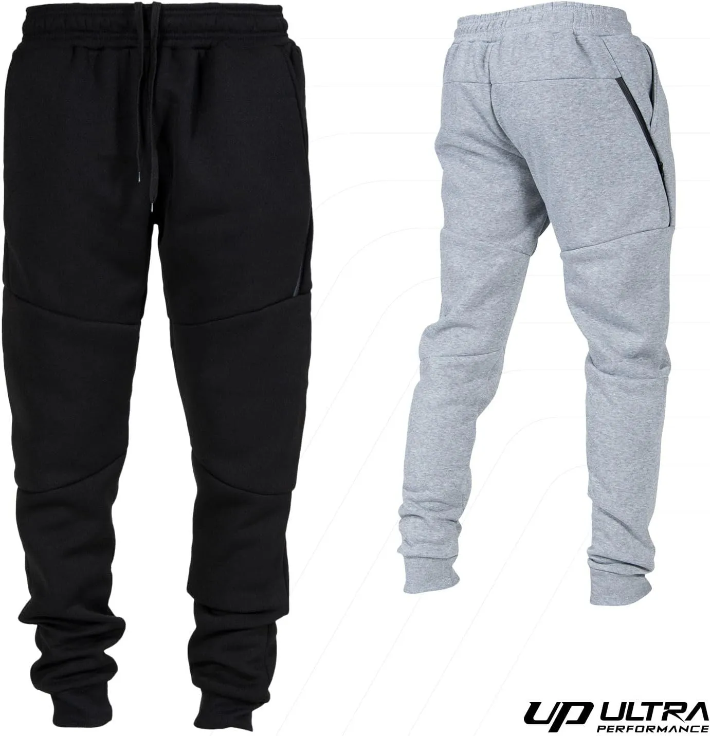 Ultra Performance 3 Pack Fleece Active Tech Joggers for Men, Mens Sweatpants with Zipper Pockets