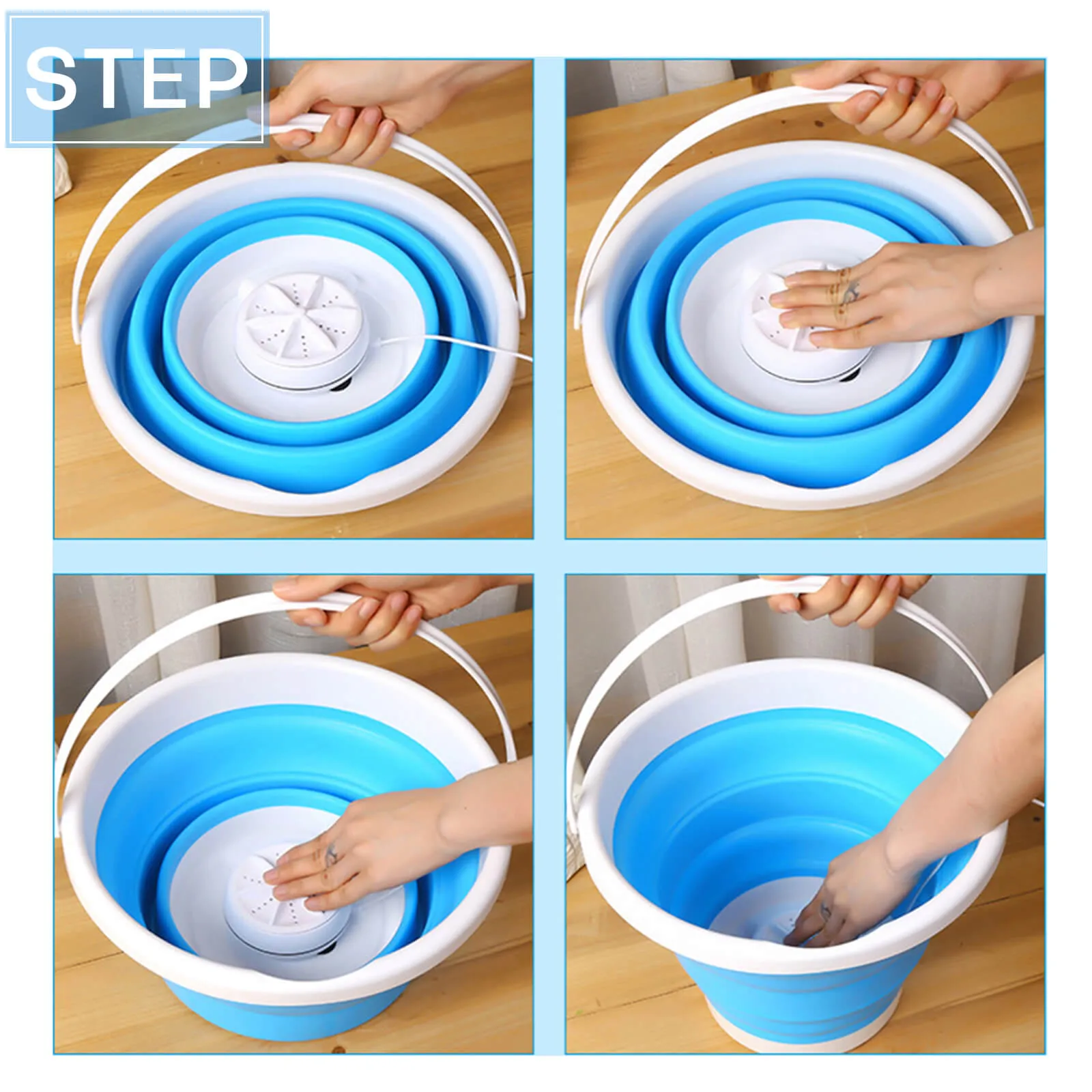 USB Portable Washing Machine Mini Folding Ultrasonic Tub