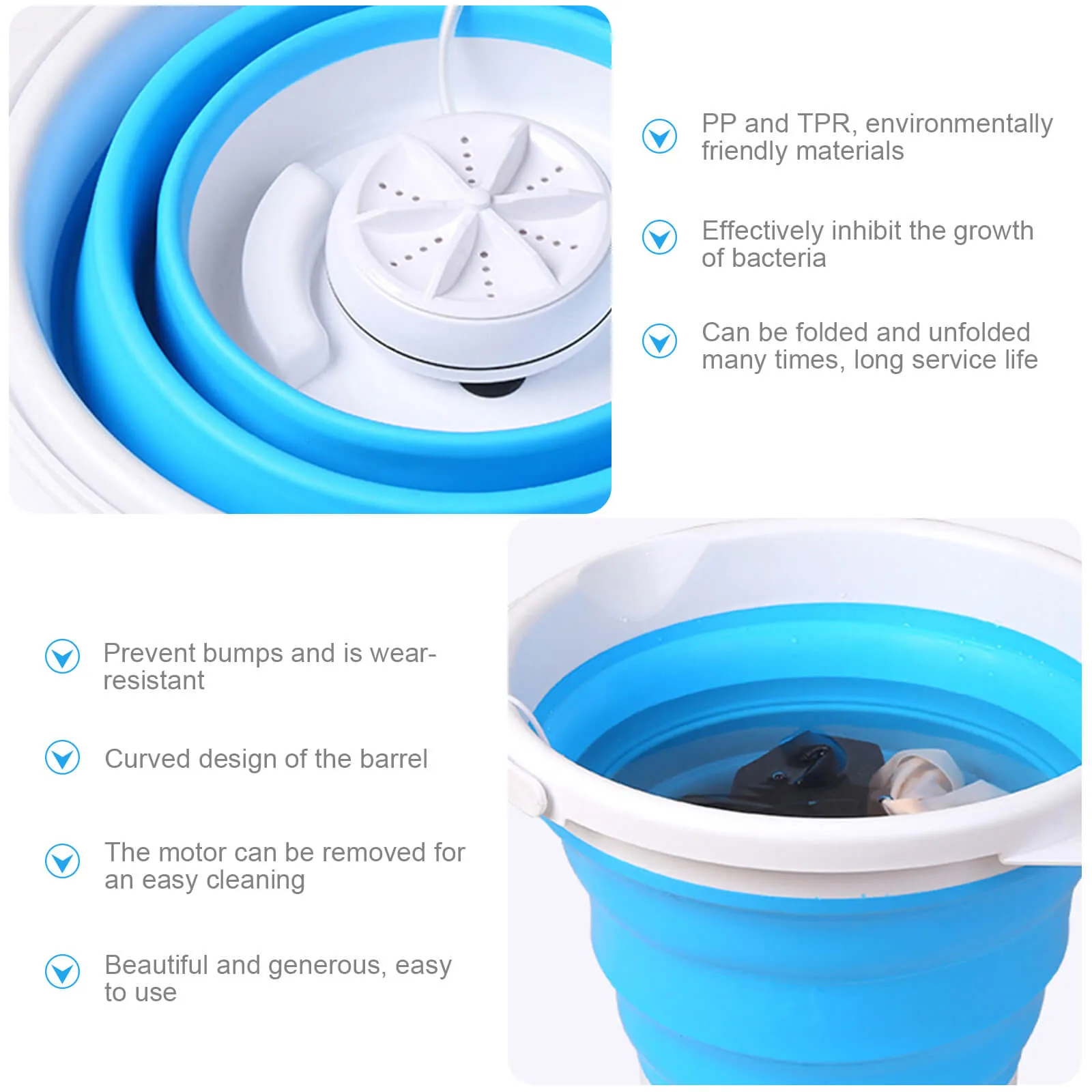 USB Portable Washing Machine Mini Folding Ultrasonic Tub