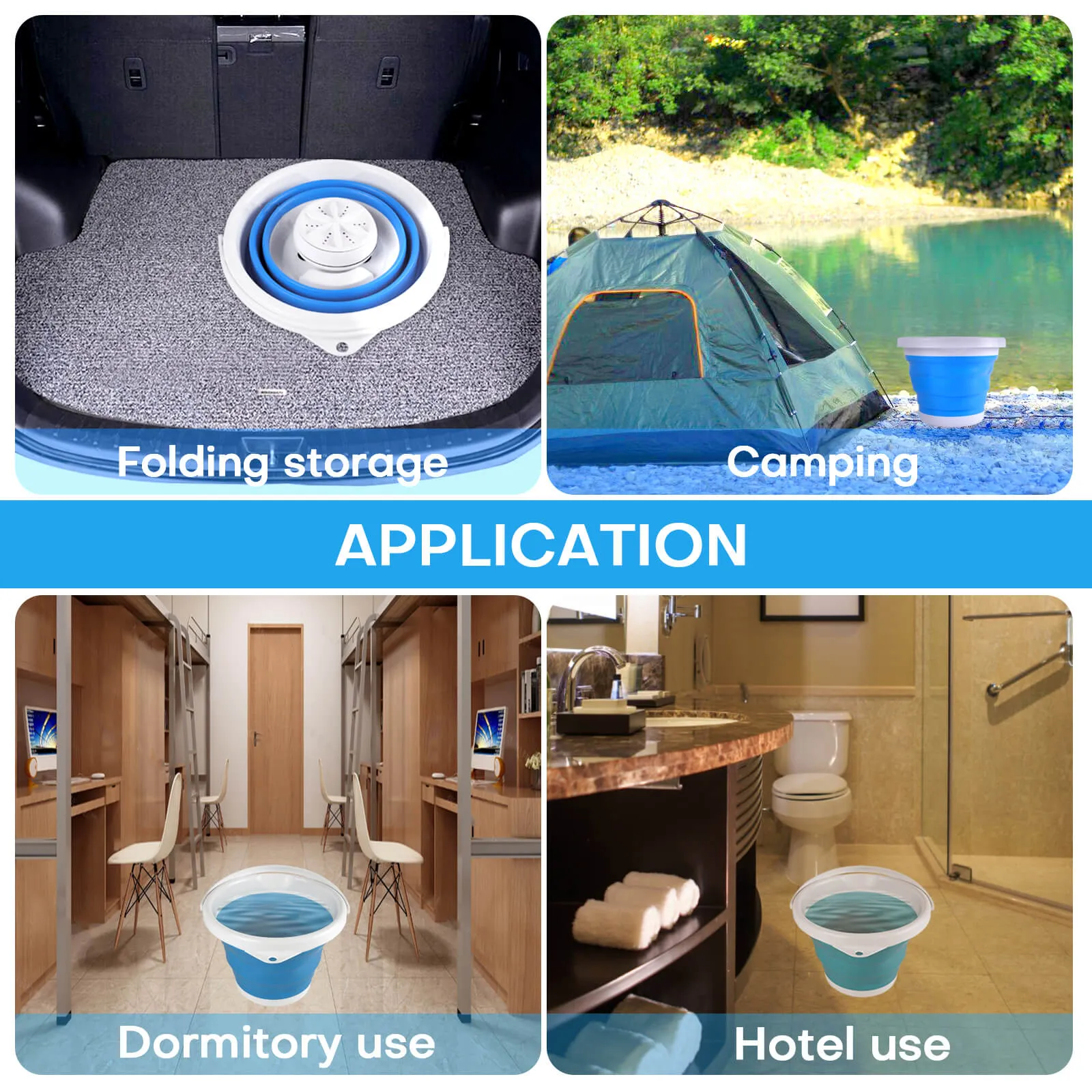 USB Portable Washing Machine Mini Folding Ultrasonic Tub