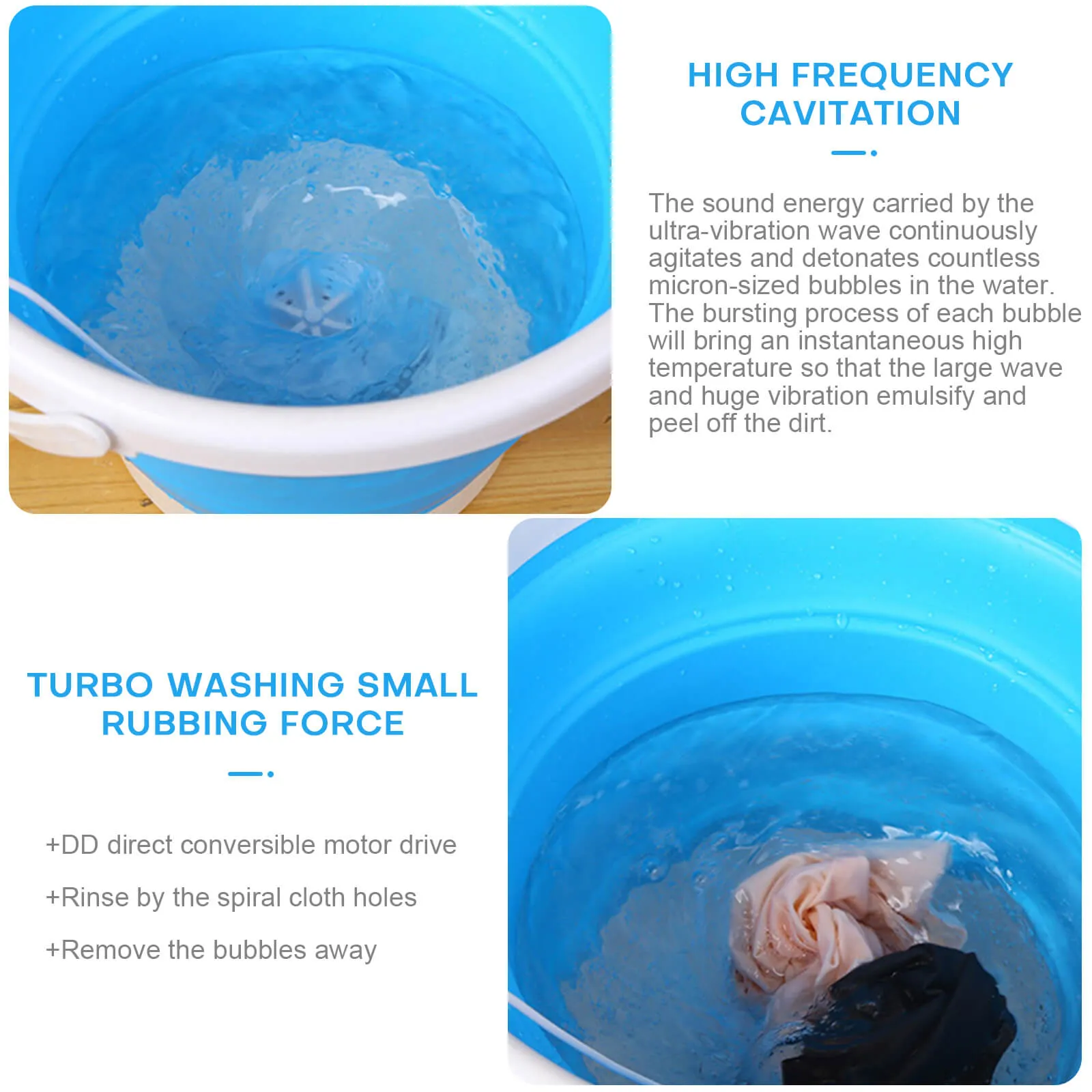 USB Portable Washing Machine Mini Folding Ultrasonic Tub