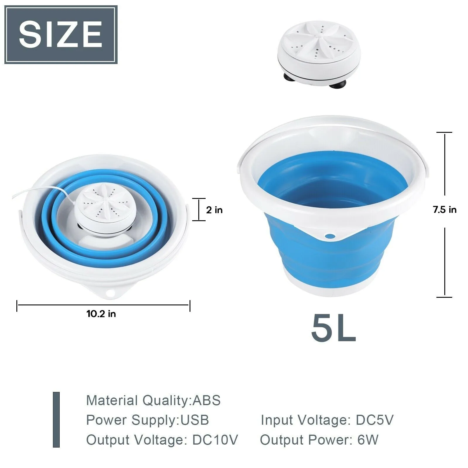 USB Portable Washing Machine Mini Folding Ultrasonic Tub