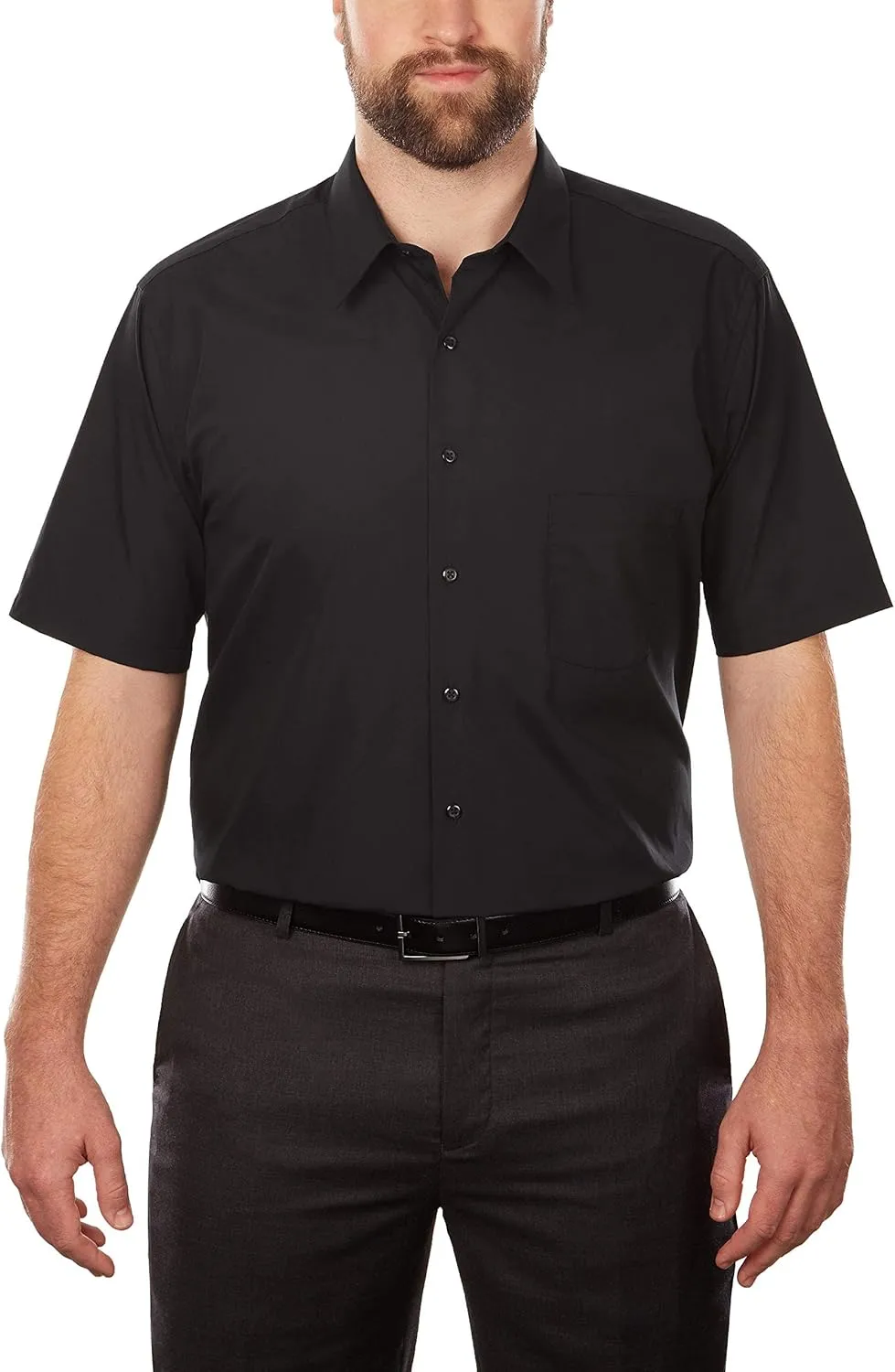 Van Heusen Men's Big Fit Short Sleeve Dress Shirts Poplin Solid (Big and Tall)