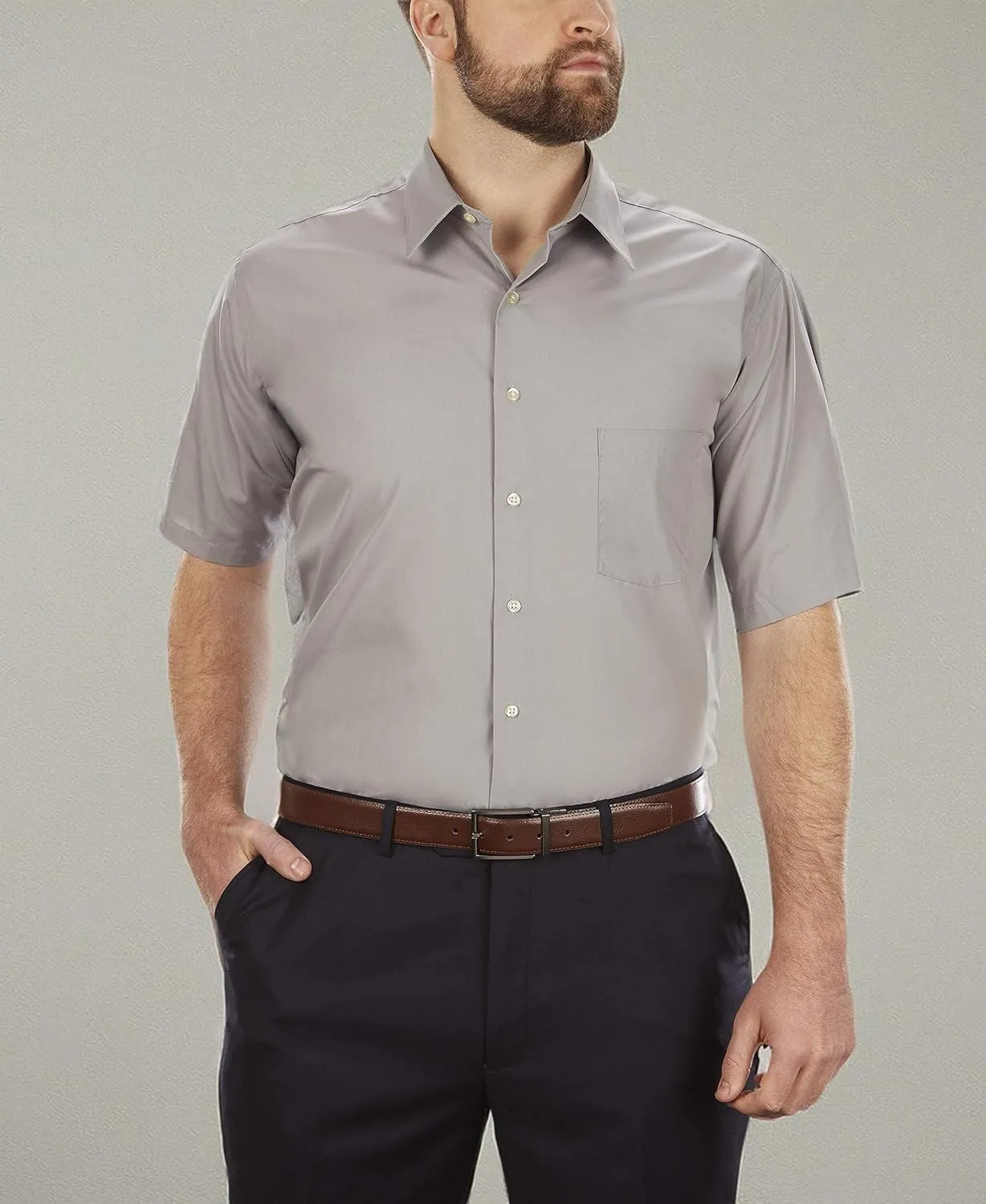 Van Heusen Men's Big Fit Short Sleeve Dress Shirts Poplin Solid (Big and Tall)