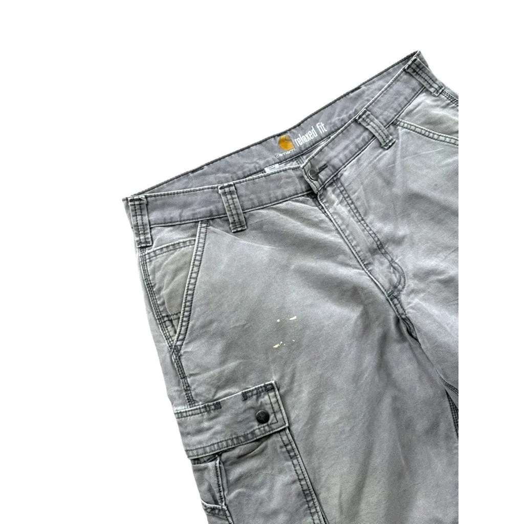 Vintage Carhartt Distressed Relaxed Fit Navy Cargo Shorts 36W