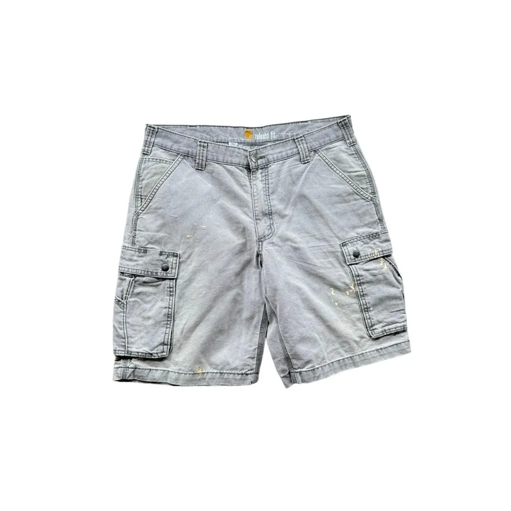 Vintage Carhartt Distressed Relaxed Fit Navy Cargo Shorts 36W