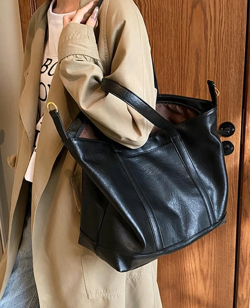 Vintage Tote Bag for Women Premium PU Leather Satchel Purse Causal Shuolder Bag Fall Winter College Top Handle Purse 2024