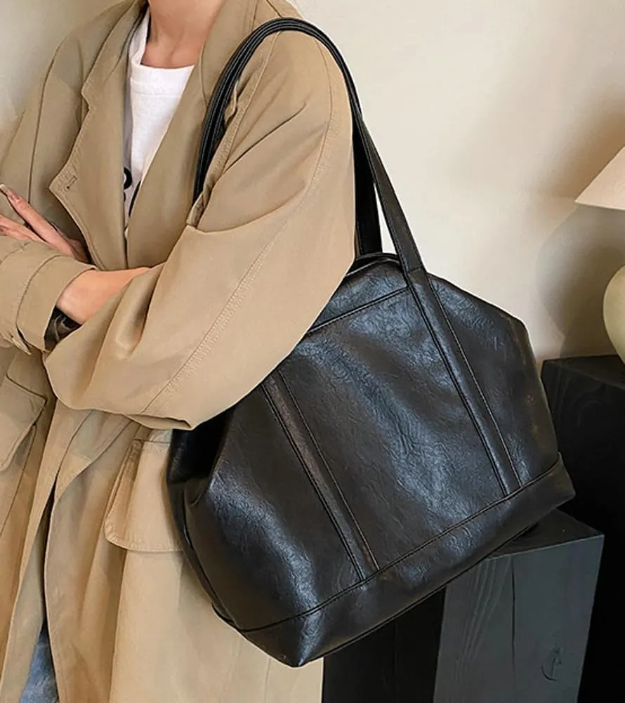Vintage Tote Bag for Women Premium PU Leather Satchel Purse Causal Shuolder Bag Fall Winter College Top Handle Purse 2024