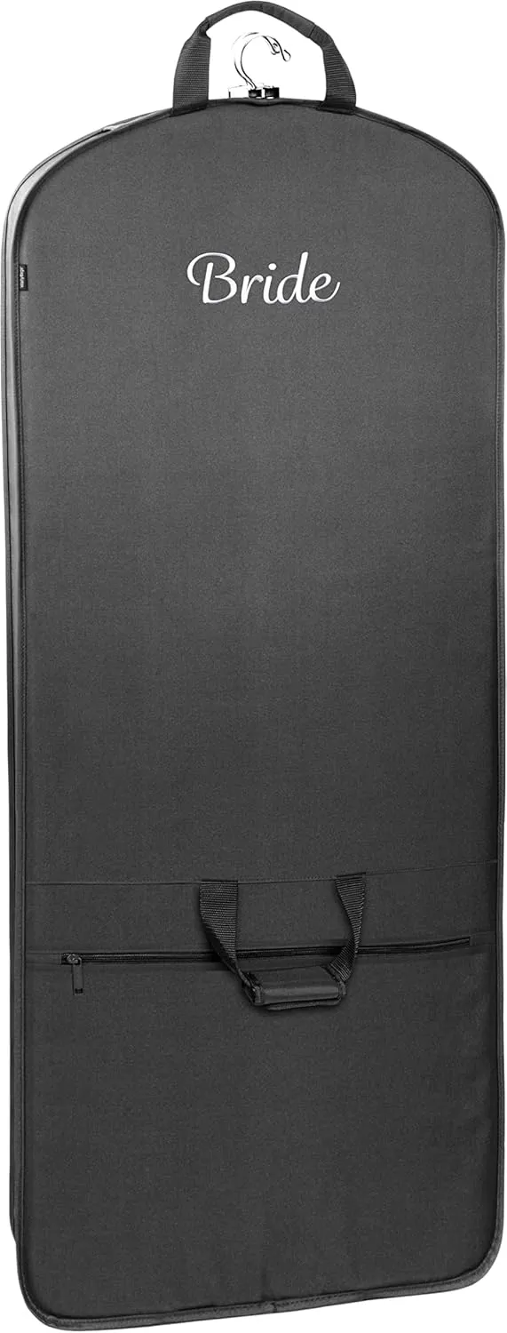 WallyBags Women's Premium Tri-Fold Travel Garment Bag with Exterior Pocket, Black-B2, 60-Inch