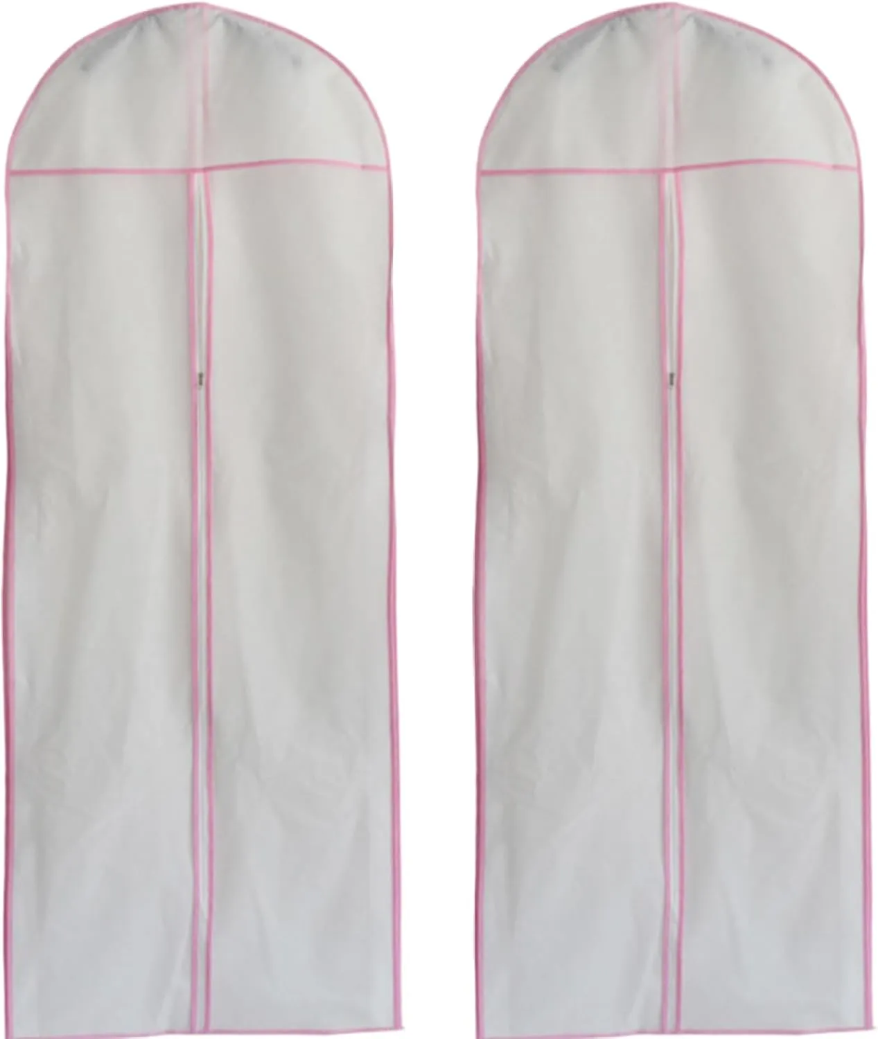 Wedding Dress Bag, 2Pcs Non-woven Bridal Dress Cover Bag with Zips, Breathable Garment Bags Covers with Zips for Dance Costumes Suits