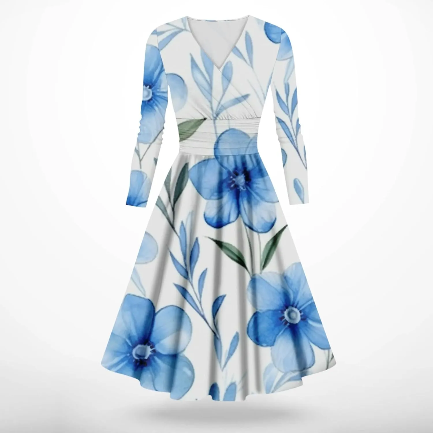 Wedding Guest Dresses for Women,Fall Outfits Ladies Fashion Casual Print Long Sleeve V-Neck Sexy Pocket Dress