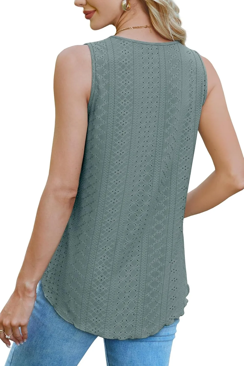 WEESO Womens Tank Tops Square Neck Sleeveless Beach Vacation Clothes Loose Fit Casual Summer Tops