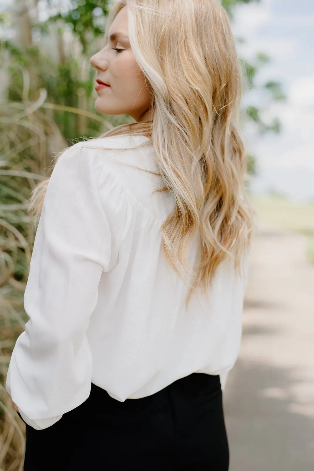 White Button Down Flowy Blouse