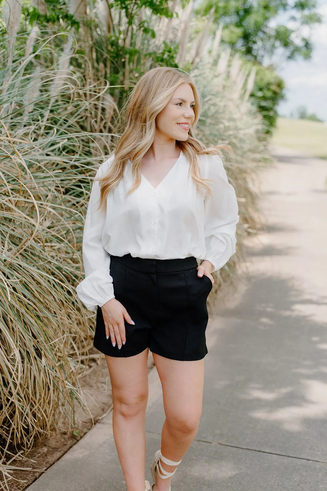 White Button Down Flowy Blouse