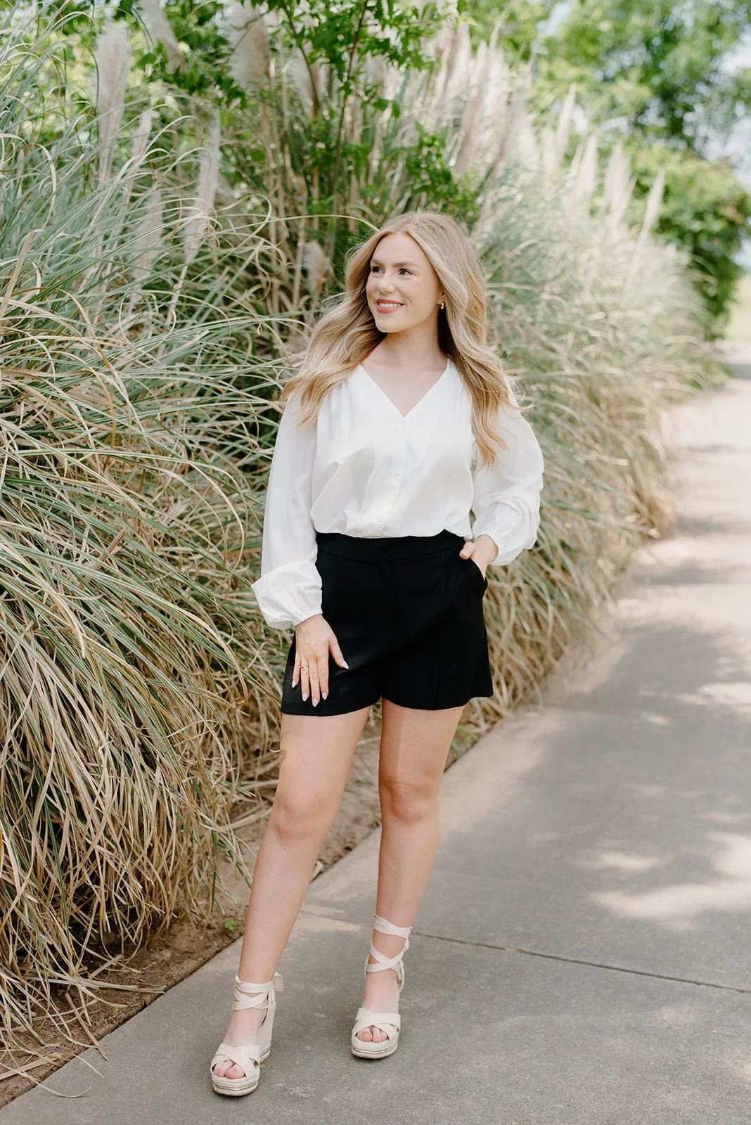 White Button Down Flowy Blouse