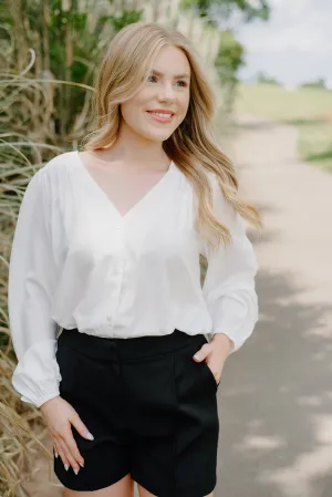 White Button Down Flowy Blouse
