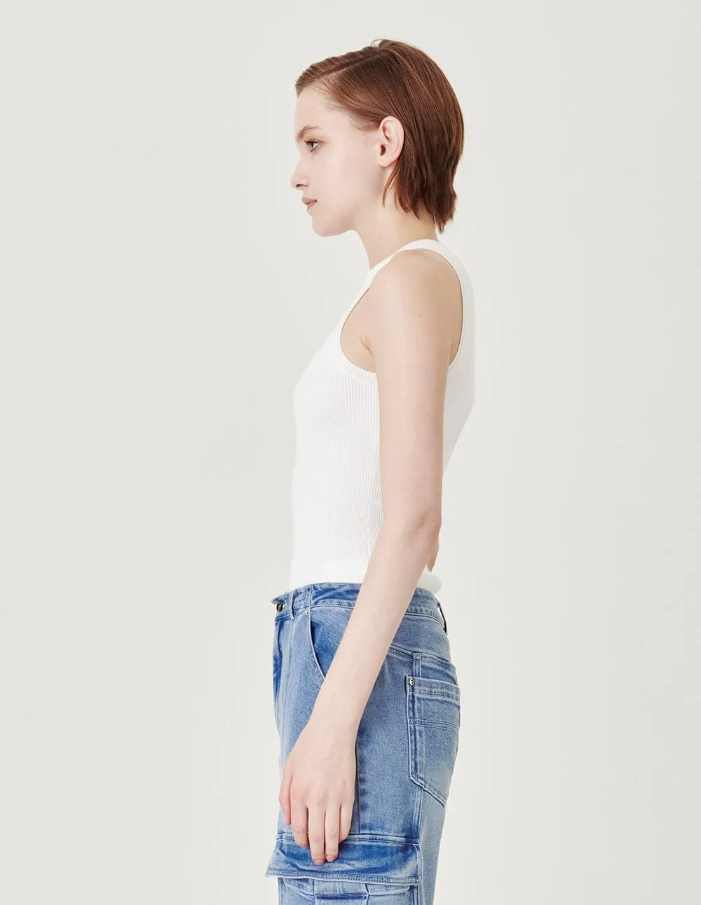 White Racer Knit Camisole