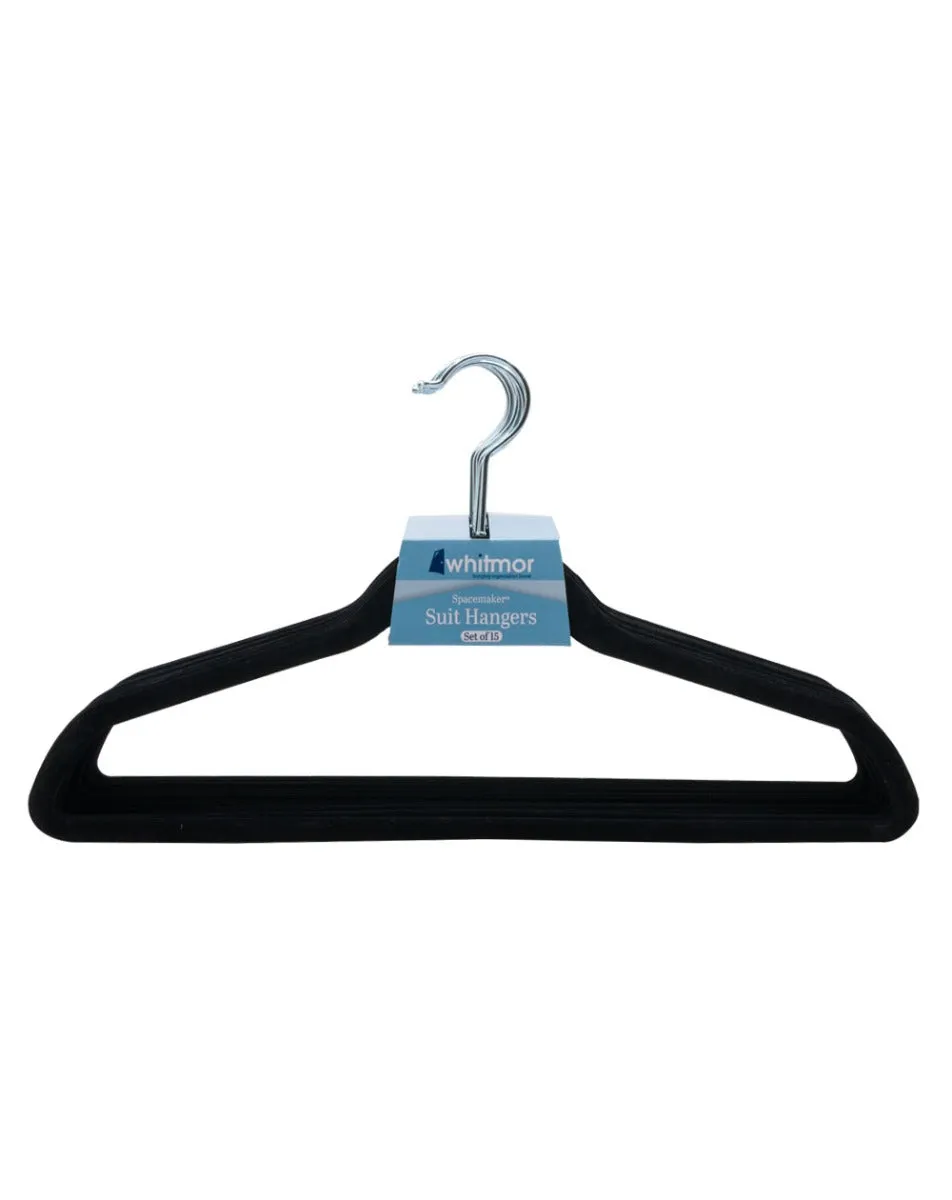 Whitmor Spacemaker Suit Hangers Set of 15 Black