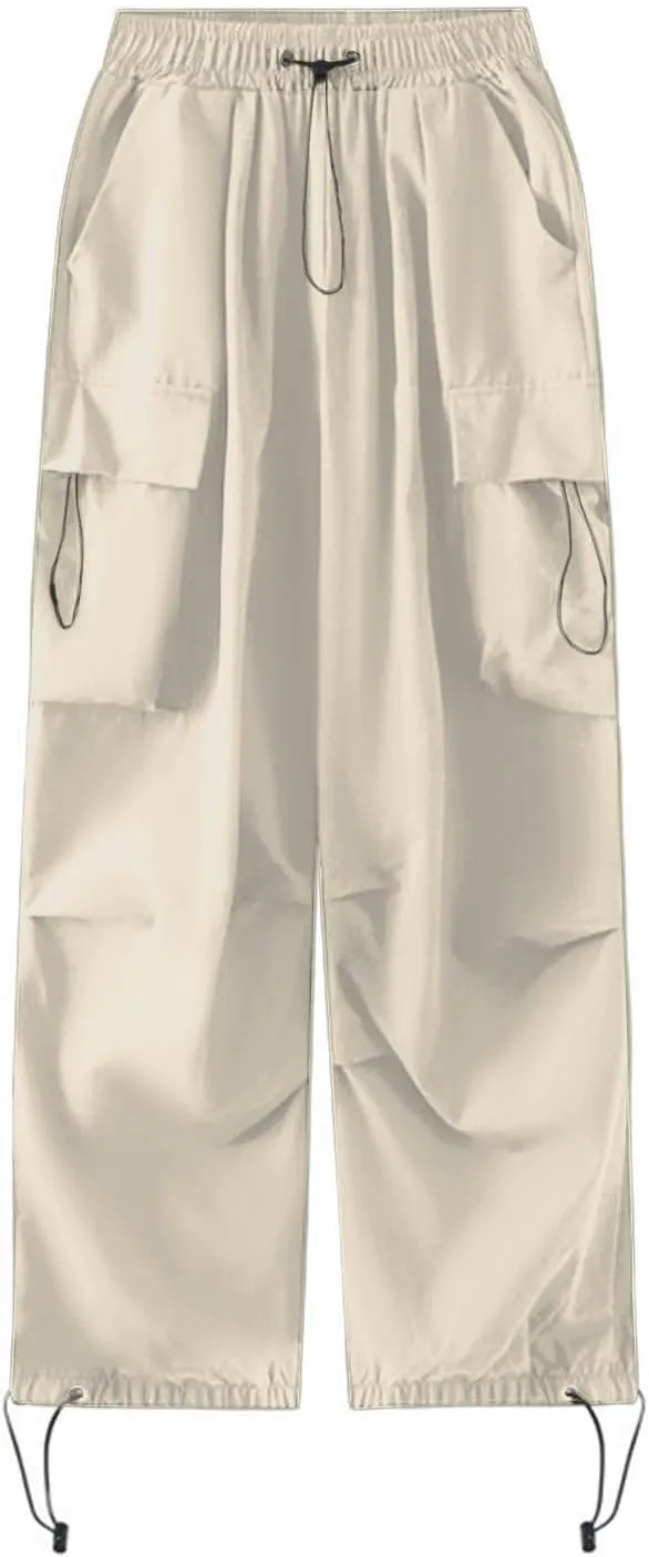Wide Leg Pants for Women Winter Button Sports Pants with Pockets Barrel Pants Elastic Waist