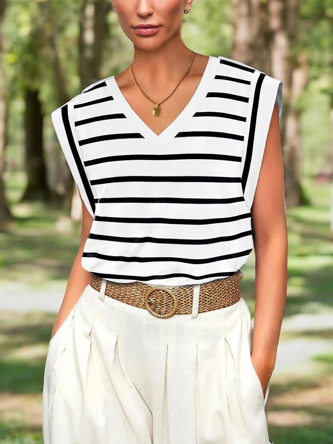 WIHOLL Womens Cap Sleeve Tops Summer V Neck Tank Basic Tee Shirts 2025 Fashion Casual Loose Fit